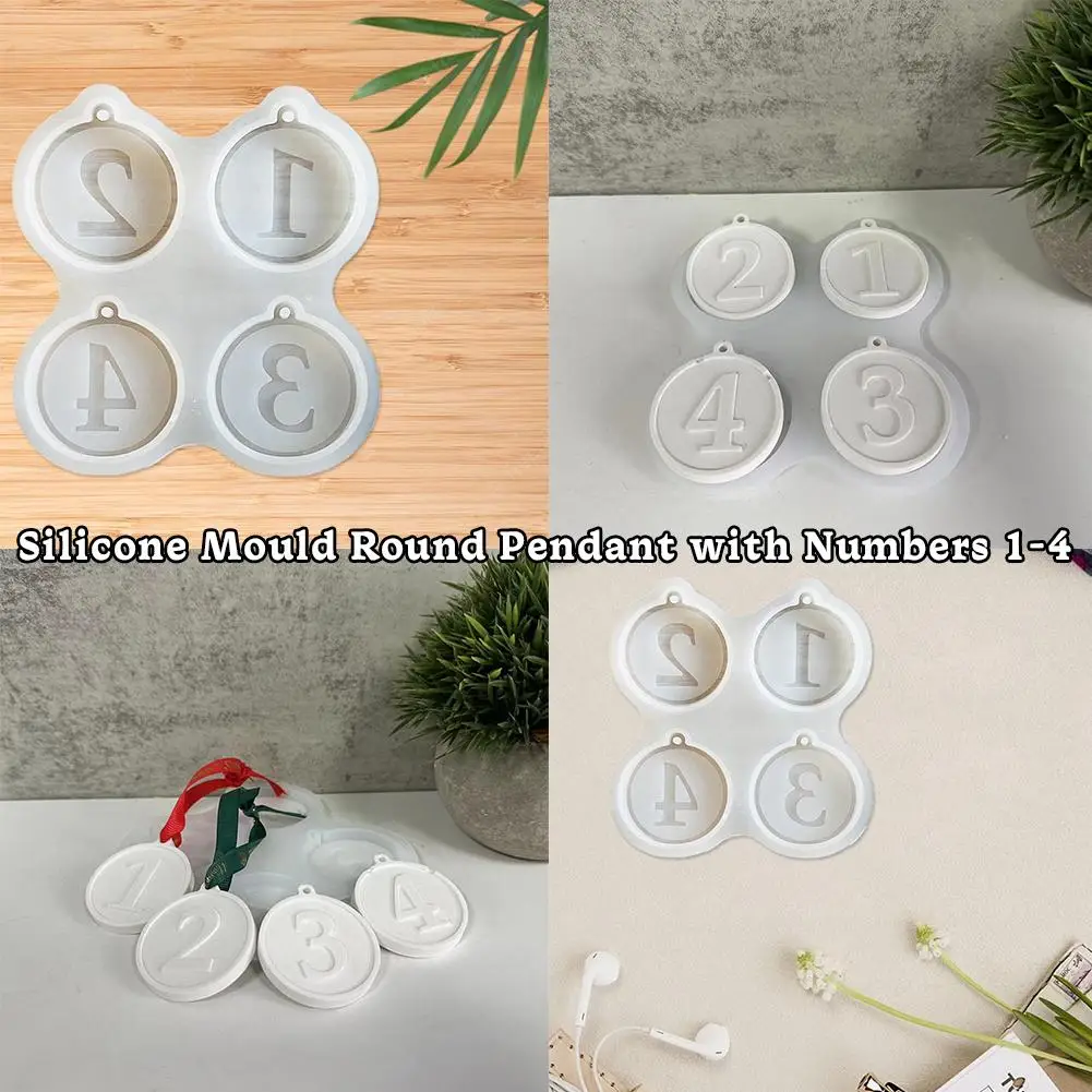 Round Tag Gypsum Plaster Molds Diy Advent Season Christmas Xmas Digital Tree Mold Ornaments Hanging 1-4 Silicone X7m7