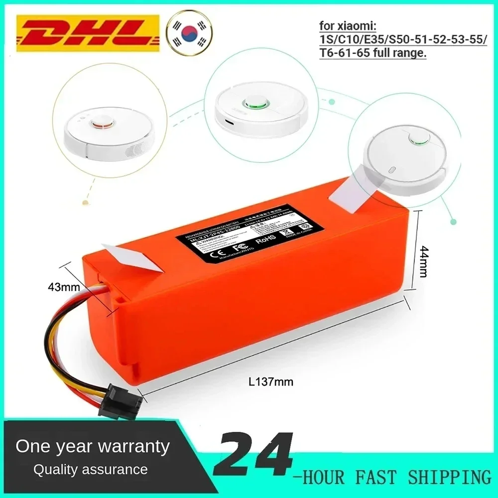 

BRR-2P4S-5200S 14.4V 12800mAh Robotic Vacuum Cleaner Replacement Battery for Xiaomi Robot Roborock S50 S51 S55 Accessory Spare