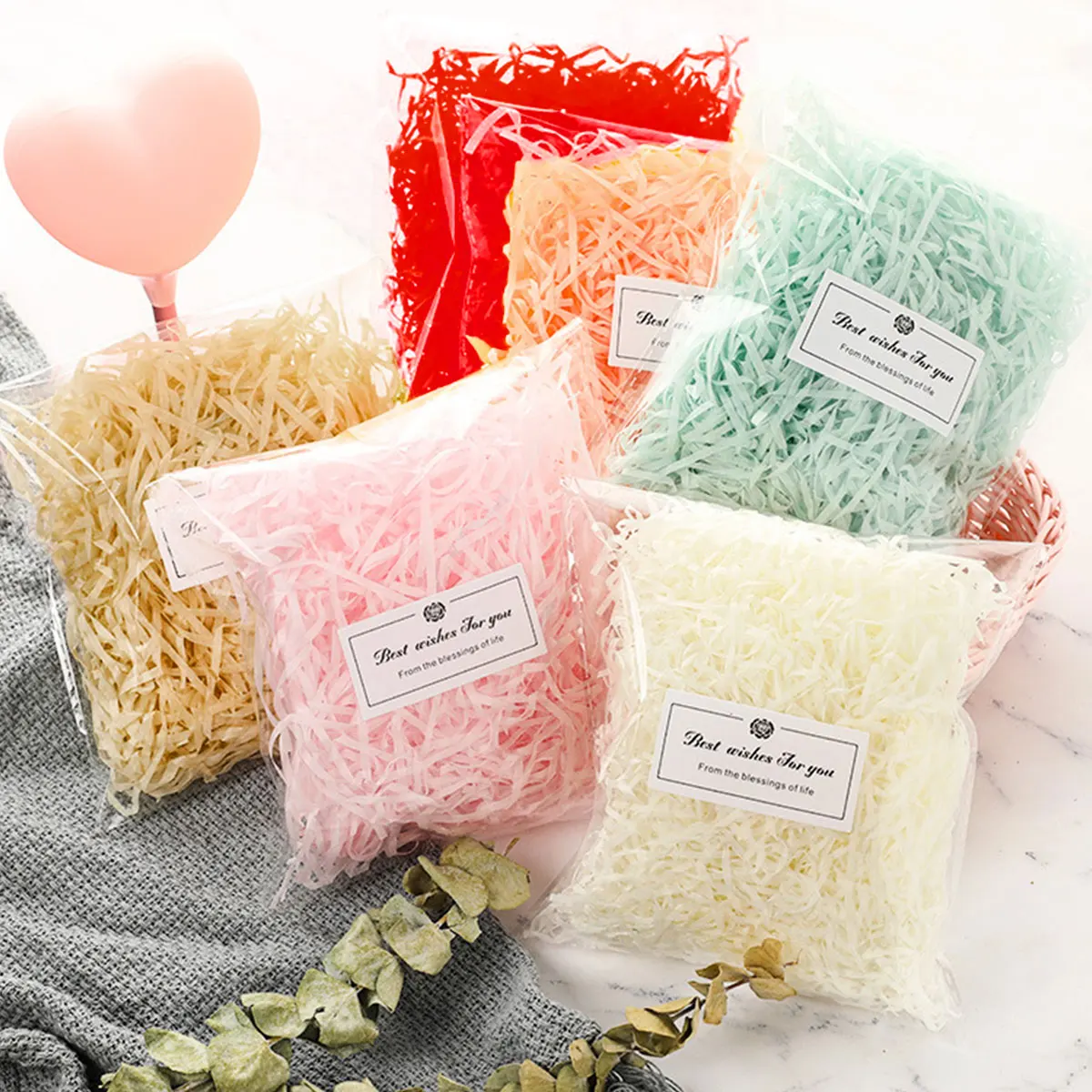 20g Basket Grass Craft Shredded Tissue Raffia Gift Filler Paper Shreds DIY Gift Packaging Basket Filling Stuffer Party Supplies