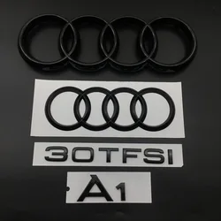 AUDI All A1 4 Ring logo ABS Black Car Hood Front Bonnet Grill Rear Trunk Emblem Badge Sticker A1 Mark 30TFSI Emblem