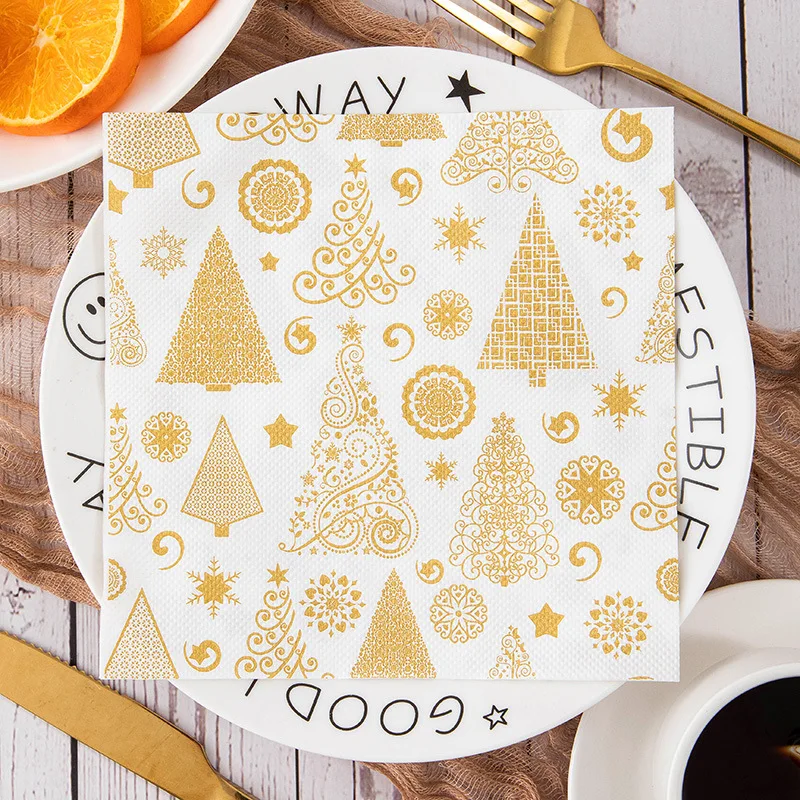 Christmas Day Decorative disposable paper tissues Printed Napkins Elk Square Napkins Party Logo Printed Napkins Wholesale