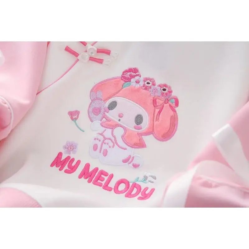 Sanrio Kids Round Neck Hoodie Anime Kuromi Autumn Knit Embroidery Sweatershirt Cute Slong Sleeve Outdoor Thin T Shirt Girl Gift