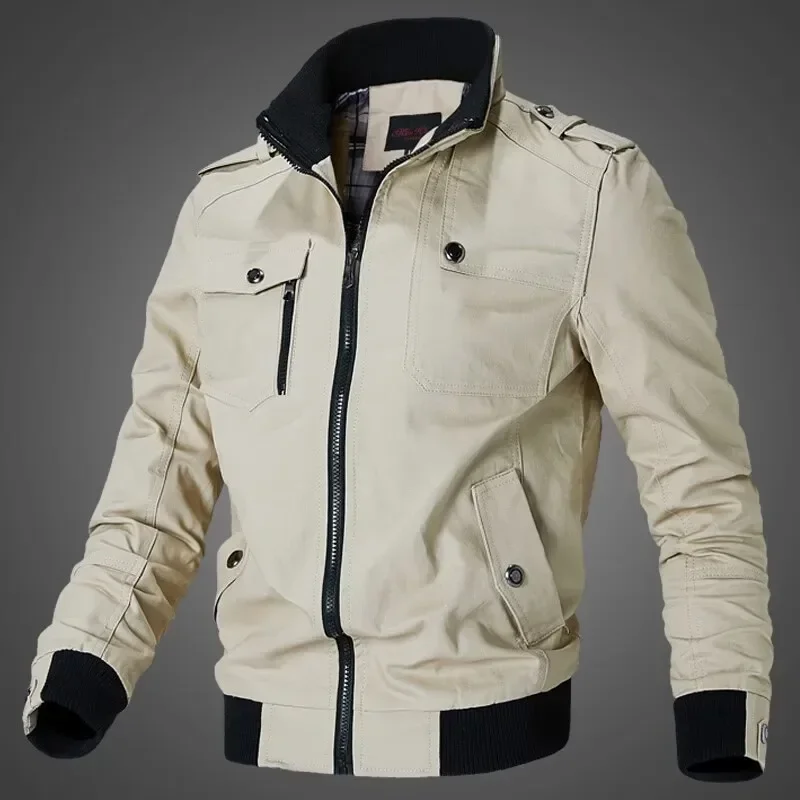 Chaqueta cortavientos ajustada para hombre, abrigos militares de béisbol, prendas de vestir masculinas, chaquetas de carga Bomber, ropa informal de otoño