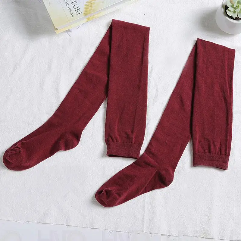 1 Pair Plus Size Women Stockings Over Knee Socks Extended Knee Socks Japanese Style Soild Color Long Stockings Thigh Stockings