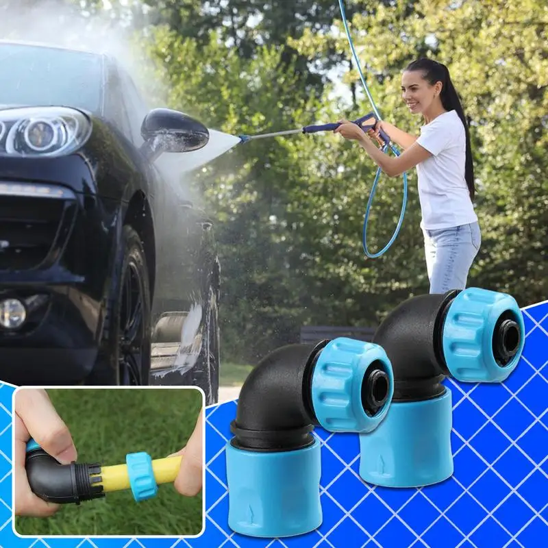 Garden Hose Connector Water Hose Fittings 2X Quick Faucet Water Splitter 90 Degrees Angle Nozzle For Irrigation System Lawn