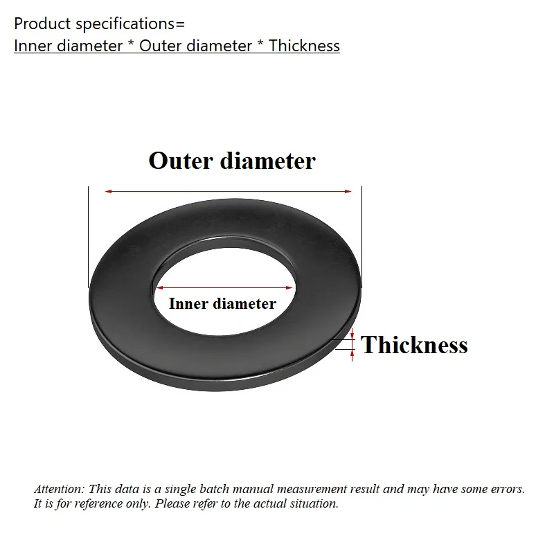M12 M14 M16 M18 M20 M22 M24 M27 M30 Enlarged Super Thin Black Flat Washers 304 Stainless Steel Gaskets