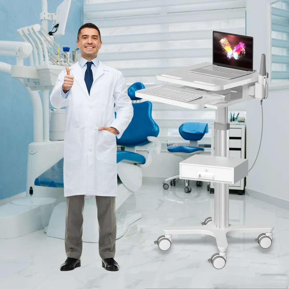 Carro de enfermería móvil para ordenador portátil, escáner Oral de clínica hospitalaria de aleación de aluminio de aviación de plástico ABS
