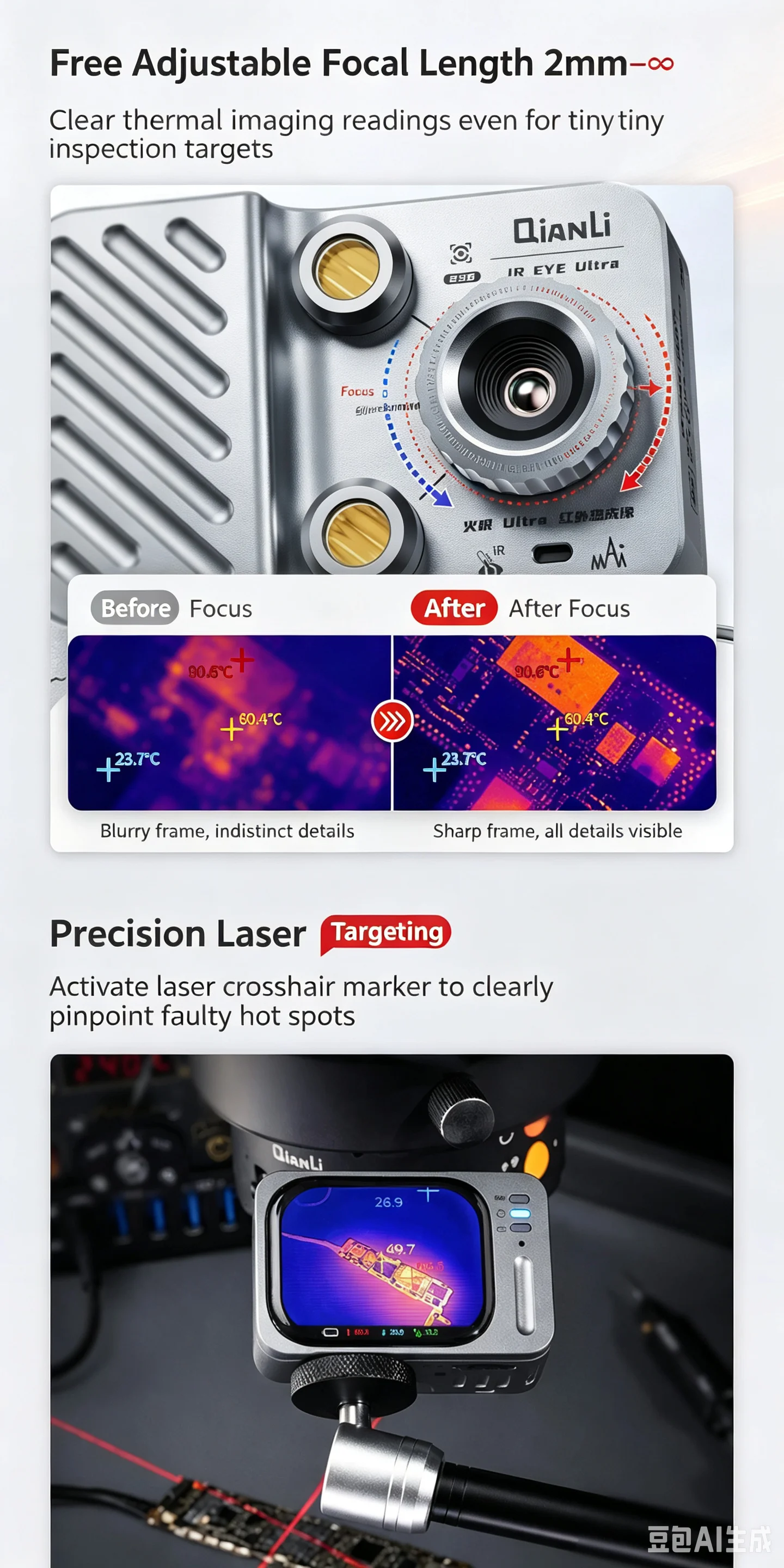 QianLi IR EYE Ultra Infrared Thermal Imager Laser Assisted Targeting HD Touch Display for Household Circuits/Power Lines Repair