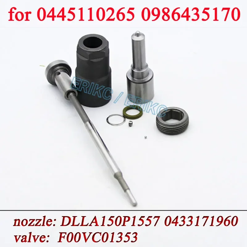 0445110265 Fuel Injector Repair Kit Nozzle DLLA150P1557 0433171960 Valve F00VC01353 for RENAULT 0986435170 7485129200 7485129196