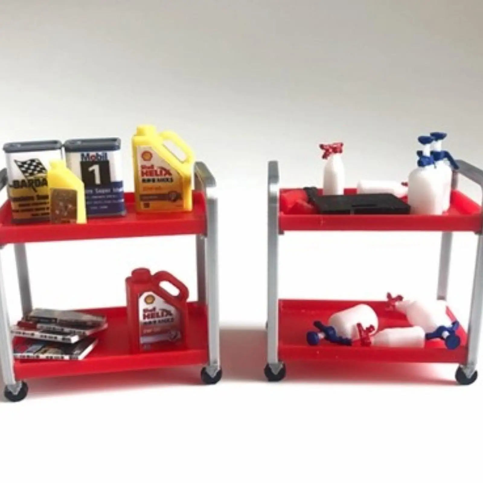 Tools Trolley Model Decorative Collection Authentic 1:18 Scale Two Layer Vehicles Accessories Toys for Vehicle Maintenance Scene