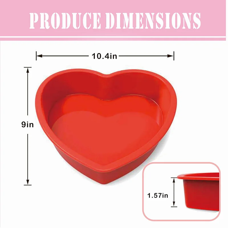 Silicone Heart Shaped Cake Pans for Baking 10inch Cake Molds for Chocolate Non-stick Food Grade silicone bakeware Easy Clean