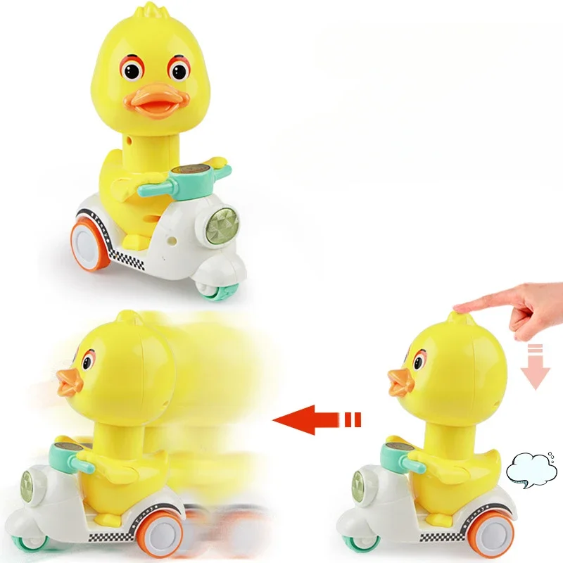 Yellow Duck Toy Press Type Children's Baby Inertia Mini Motorcycle Car No Battery Required Toys for Kids 2 To 4 Years Old