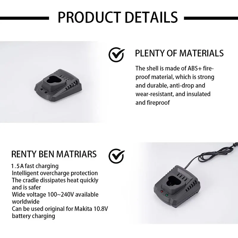 BL1013 Lithium Battery Charger For Makita 10.8V 12V BL1014 BL1013 Li-ion Battery Screwdriver Power Tools Parts Replace DC10WA