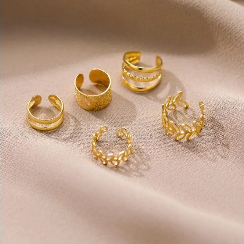 Gold/Silver Color Leaves Clip Earrings for Women Men Creative Simple C Ear Cuff Non-Piercing Ear Ear Clip Set Trend Jewelry Gift