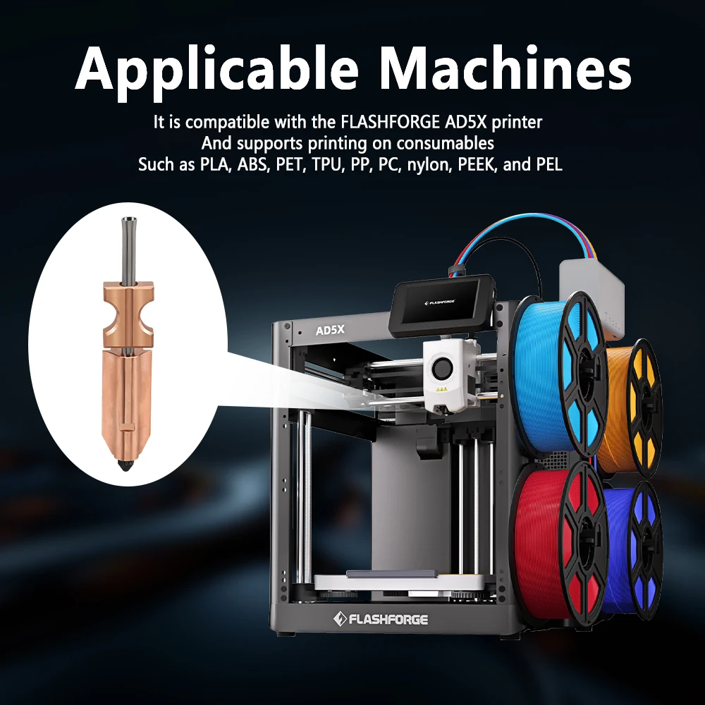 Neue Version für Flashforge AD5X Düse, verbesserte Bimetall-Düsen aus gehärtetem Stahl, 0,2/0,4/0,6/0,8 mm, Ersatzteile für 3D-Drucker – Detail 6