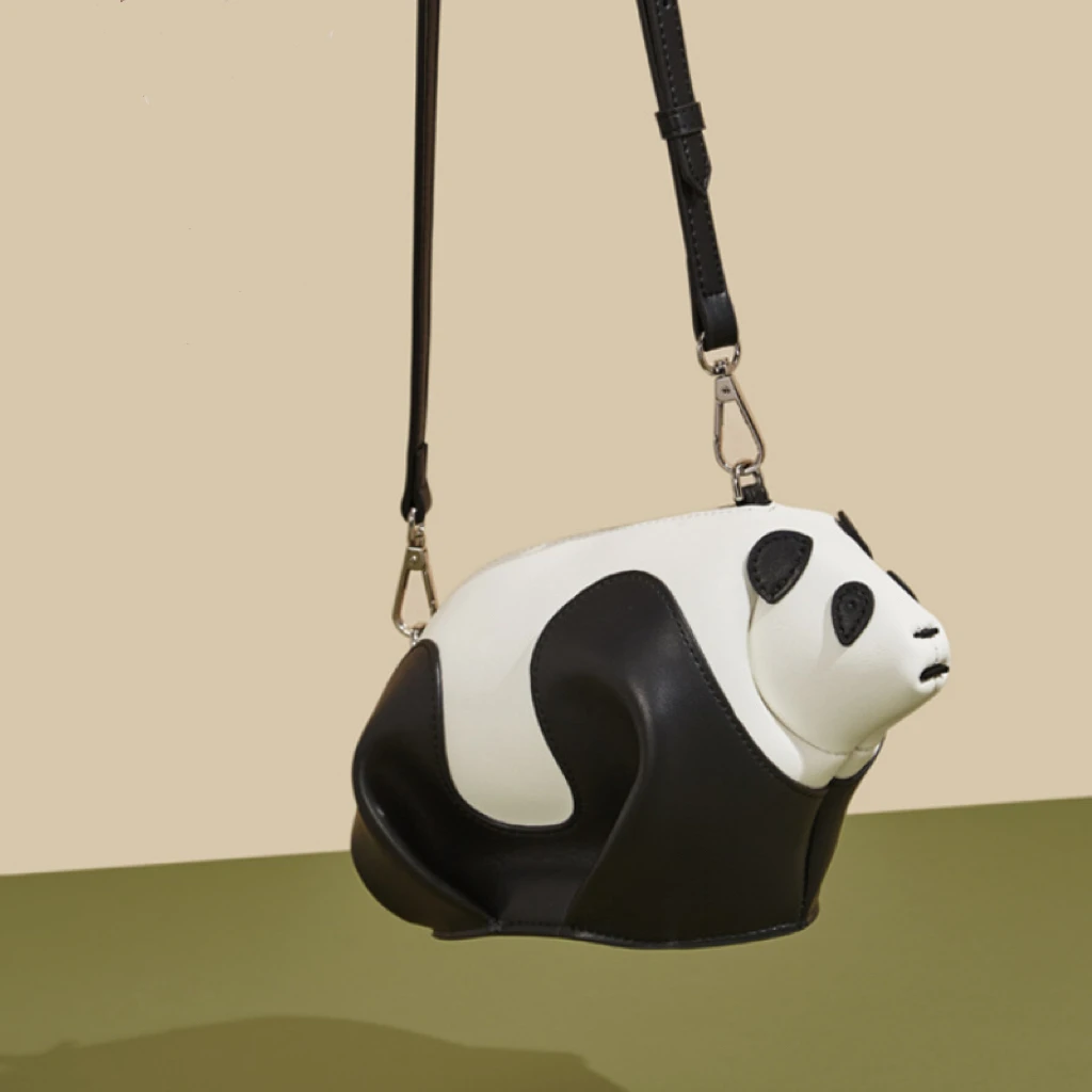 

P99 Cute Small Mini Panda Patchwork Messenger Bag Split Leather Handbags Women Lady Bag Crossbody Bags