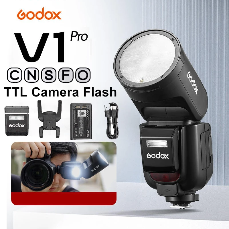 

Godox V1 Pro TTL HSS 1/8000s Li-ion Round Head Speedlite Flash for Canon Nikon Sony Fuji Olympus Camera Flash