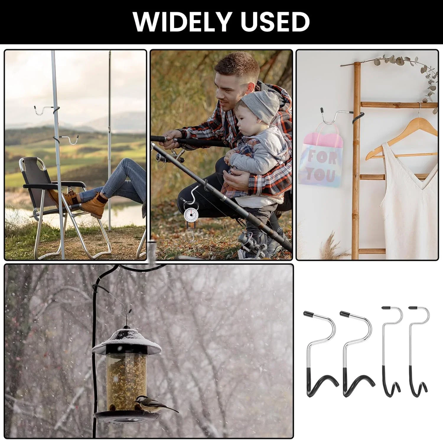 1/2 قطعة هوك الإضاءة في الهواء الطلق للتخييم خيمة مصباح شماعات مغذيات الطيور مصابيح حديقة عدم الانزلاق القطب هوك فانوس التخييم السنانير #3