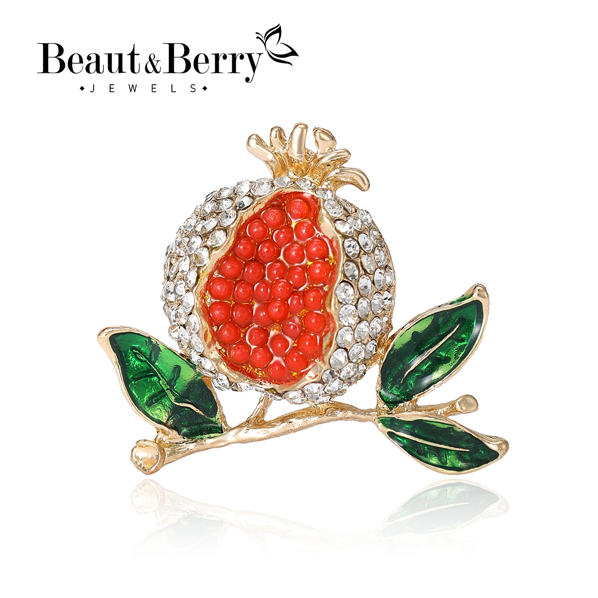 Beaut&Berry Bros Enamel delima untuk wanita, Pin bros kasual pesta buah berlian imitasi 3 warna uniseks