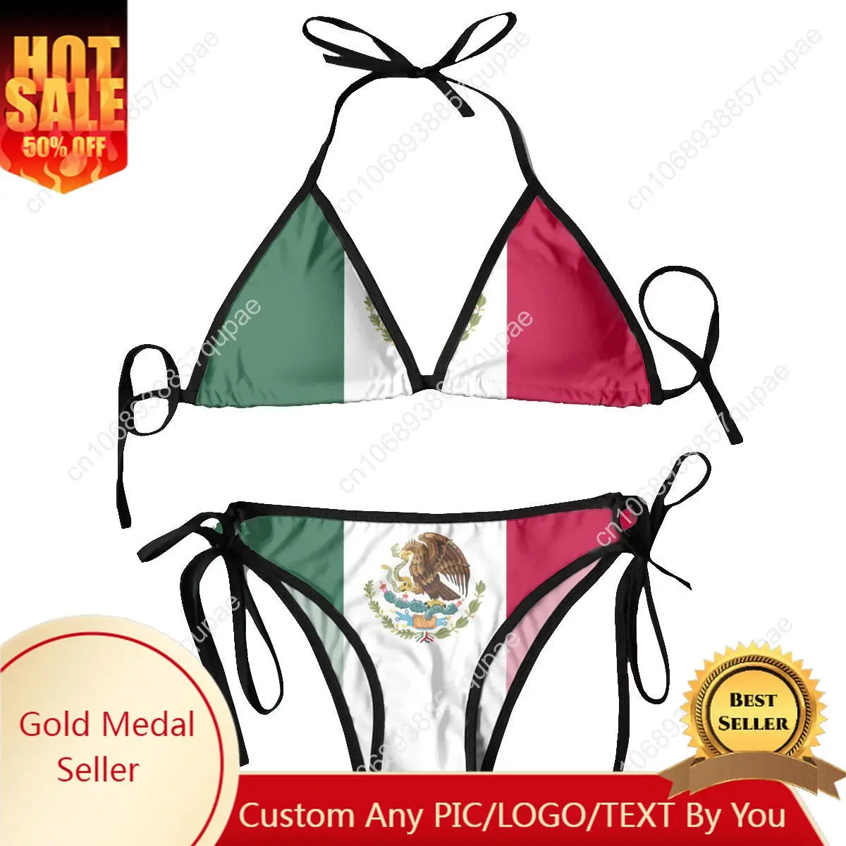 

Womens Swimwear Two Piece Vacation Outfits 2024 Bikinis Sets Mexico Flag