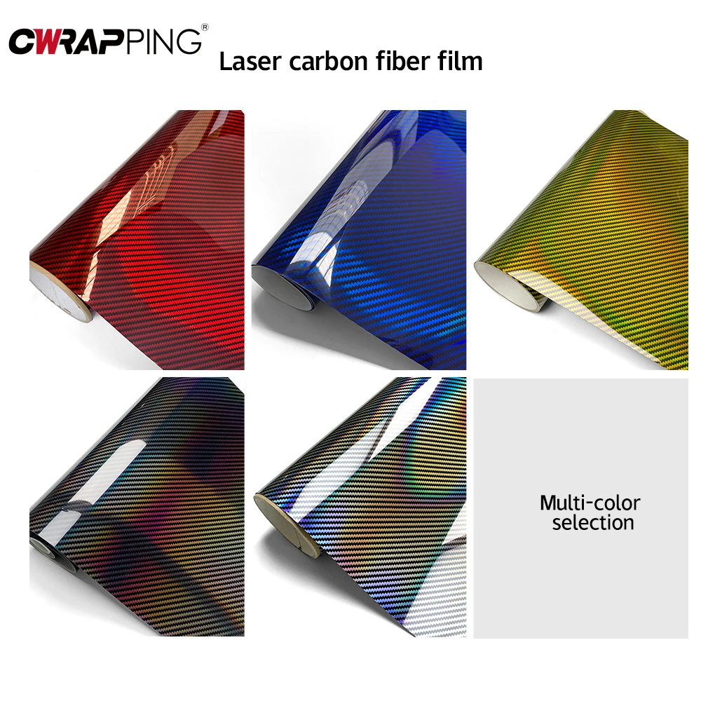 Laser Carbon Fiber Glossy Vinyl Wrap Film Car Body Film Waterproof Vinyl Auto Tunning Self Adhesive Stickers for Car Accessories - view 6