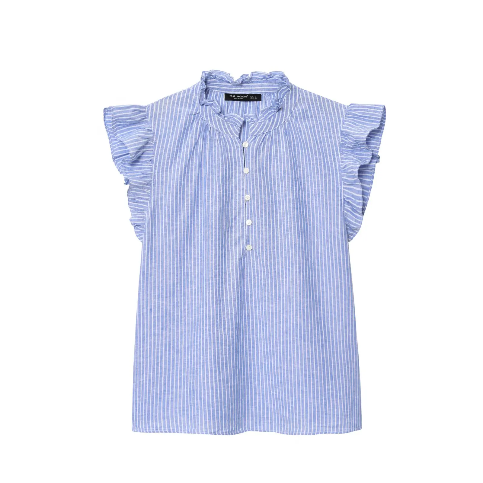 2025 été femmes doux Blouse chemise décontracté simple boutons à volants manches chemise à la mode Chic chemise hauts pour femme