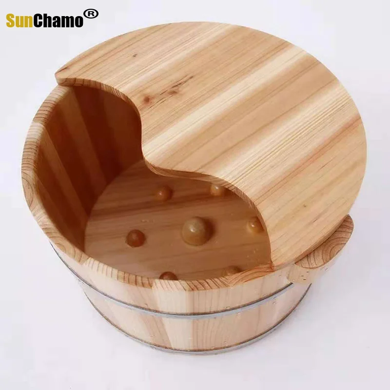 

2022 Creative Fragrance Pine Cask Foot Tub Cover Thicken Massage Barrel Gifts Furnishing Accessories Foot Spa Bath Massager