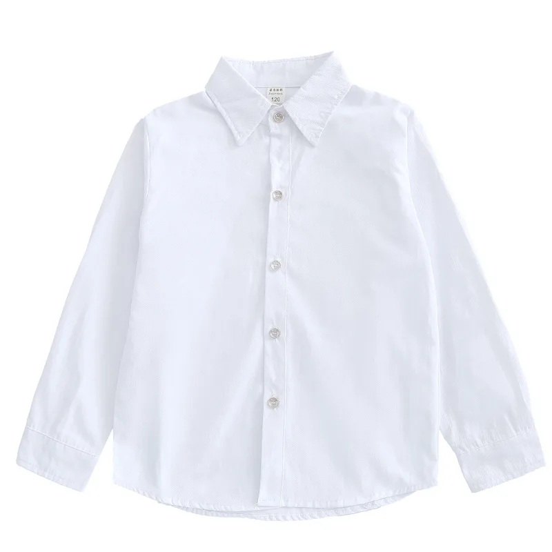 

3-18Years old Long Sleeve Boys Shirts Fashion Cotton Solid White Shirt Autumn 2023 Primary Student Activity Performance Costumes