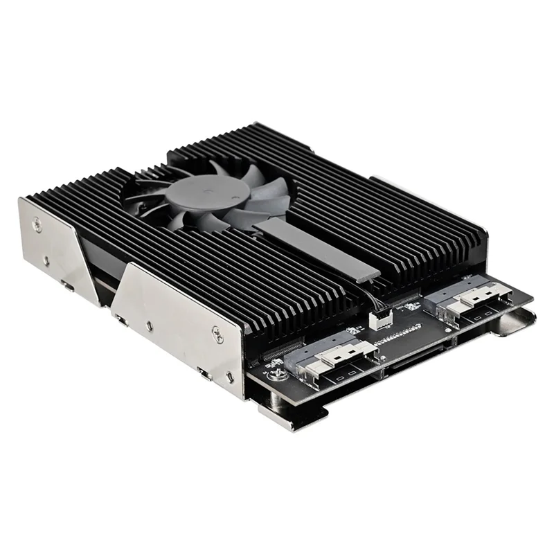 -Buff 3.5 "disco rígido ssd para 4x pcle nvme m.2 ssdx4 adaptador com ventilador de 60mm sata 15pin led suporta pcle 4.0 64gbps