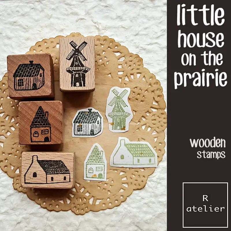 Mini Stamp Scrapbooking 7 Little House Vintage Scrapbook DIY Wooden Stamps