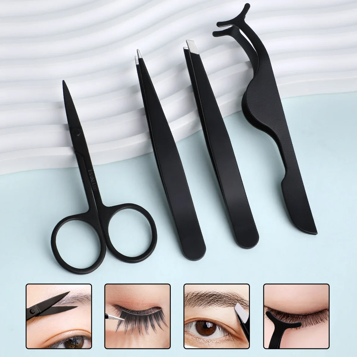 8-delige roestvrijstalen precisie wenkbrauw trimgereedschapset, een set handig wenkbrauw trimgereedschap, geschikt voor mannen.