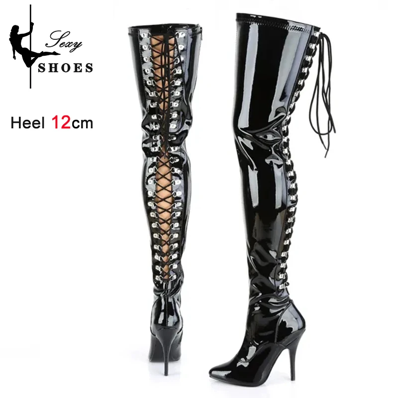 Voesnees Women Over The Knee Boots Black Size 46 6
