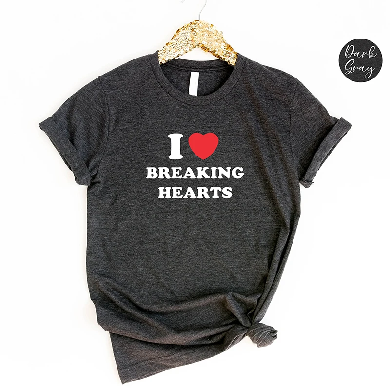 

I Heart Breaking Hearts Red Love Graphic T Shirts Women Cotton Summer Fashion Hip Hop Streetwear Popular Tshirt Dropshipping