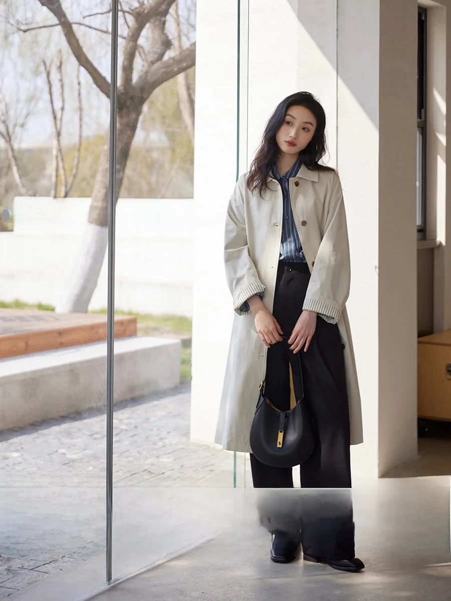 

Ginnkee lectual Sle длинное пальто белое тюре женское ранняя осень Ele маленький размер для поездок на работу прямая трубка из полиэфирного волокна