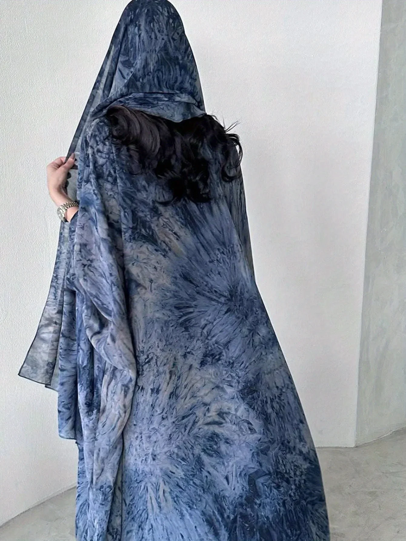 Mulheres tie dye solto abaya manga cheia frente aberta abayas turquia kaftan médio oriente árabe maxi vestidos jilbabs sem hijab