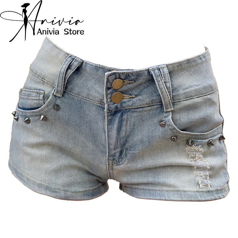 

Женские синие джинсовые шорты Y2K American High Street Harajuku Aesthetic 2000s Style Сексуальные джинсы 90-х годов в стиле ретро Шорты Одежда 2025 Новинка
