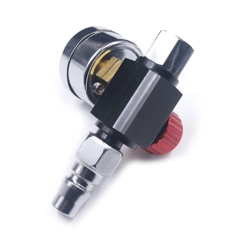 1/4” Gun-Air Pressure Regulator with Pressure Gauge Practical Pneumatic Tool Adapter for Air Gun-Spray Gunand Tool