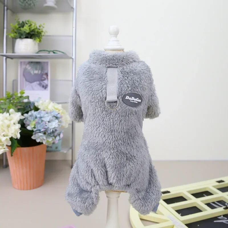 Winteroverall für Hunde, vierbeinig, warm, Haustierkleidung für kleine Hunde, Daunenoverall für Chihuahua, Mops, weiches Flanell-Hundekostüm – Detail 10
