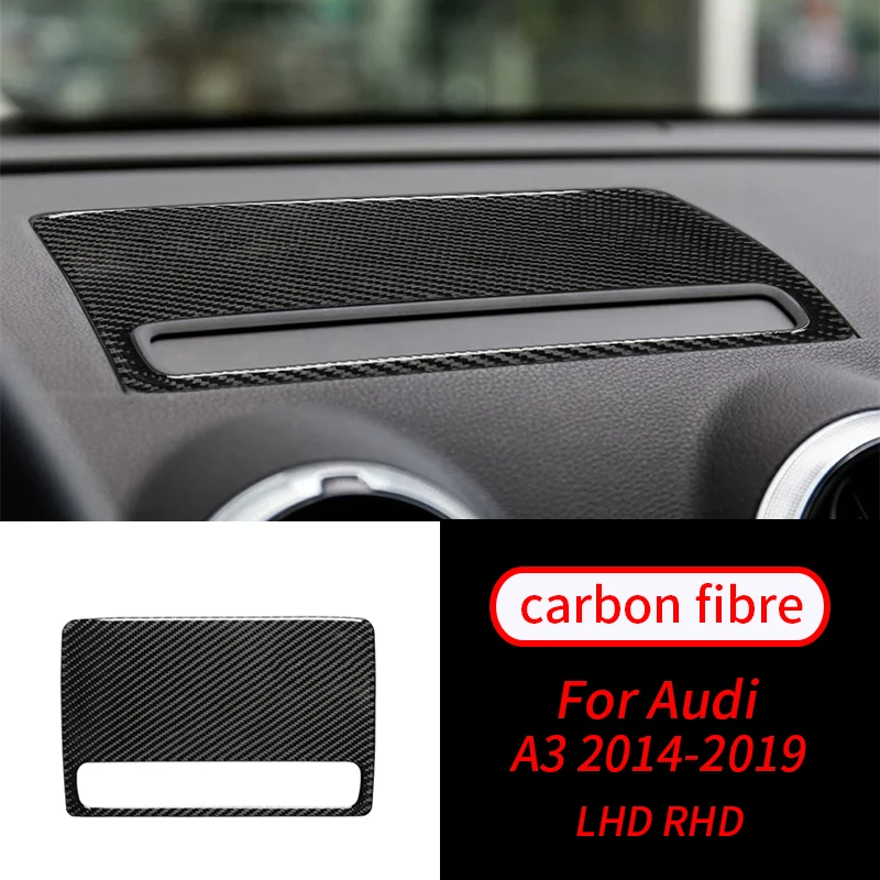 

For Audi A3 S3 2014-2019 Real Carbon Fiber Control Navigation Screen Decor Sticker Trim Cover Car Modification Accessories