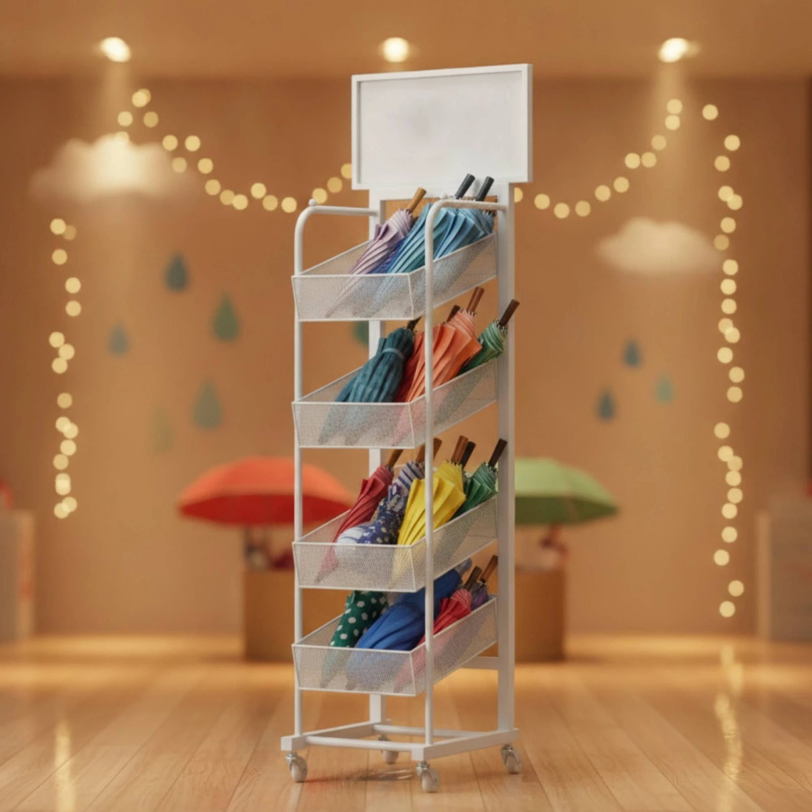 

Umbrella Display Rack standaloneStanding Rolling Umbrella Rack Practical Sturdy for Retailers, Retail Shops, Store Entryways