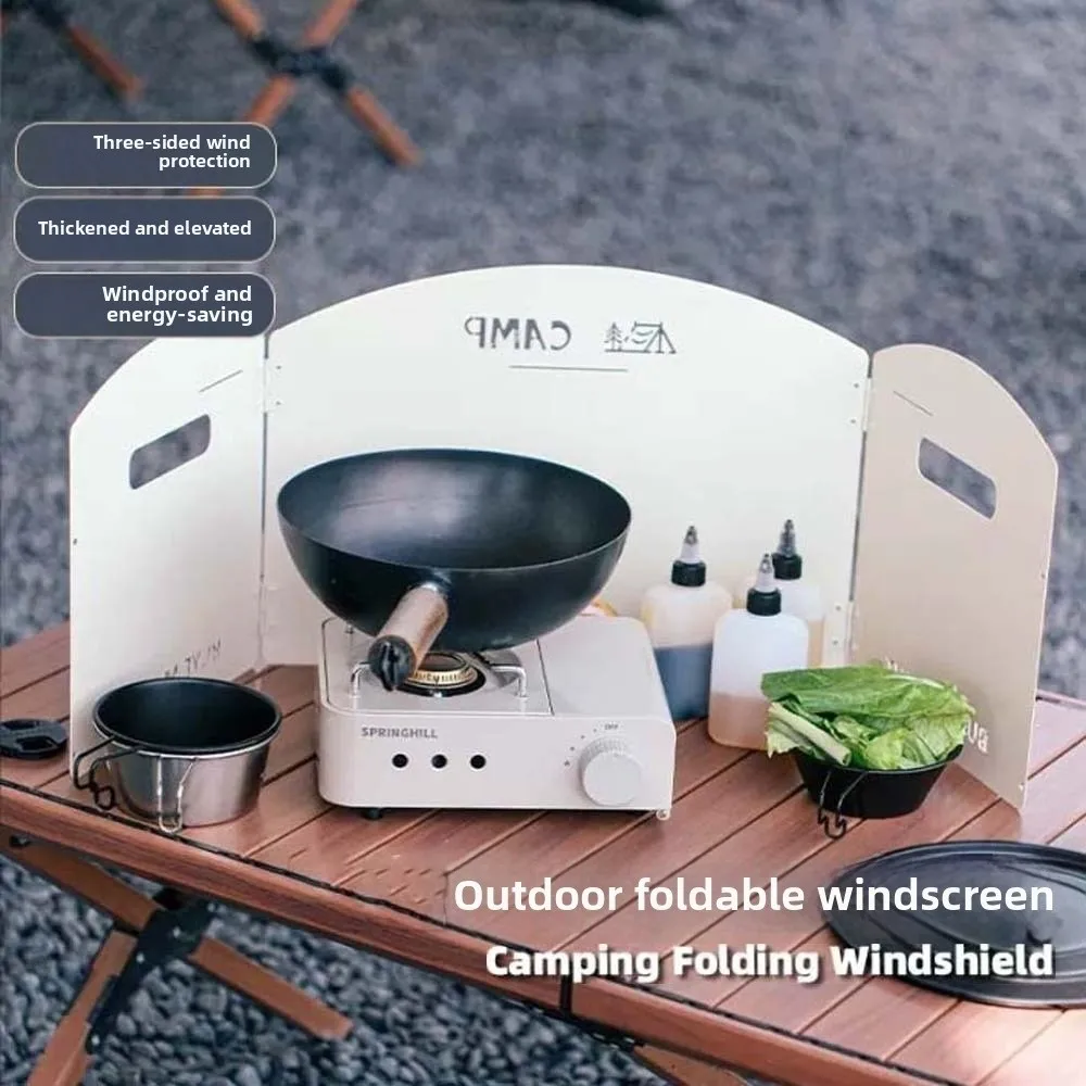 

Cast Iron Steel Camping Stove Wind Shield Compact Tri-fold Cookware Windshield Durable Cooker Wind Protection Barbecue Tools