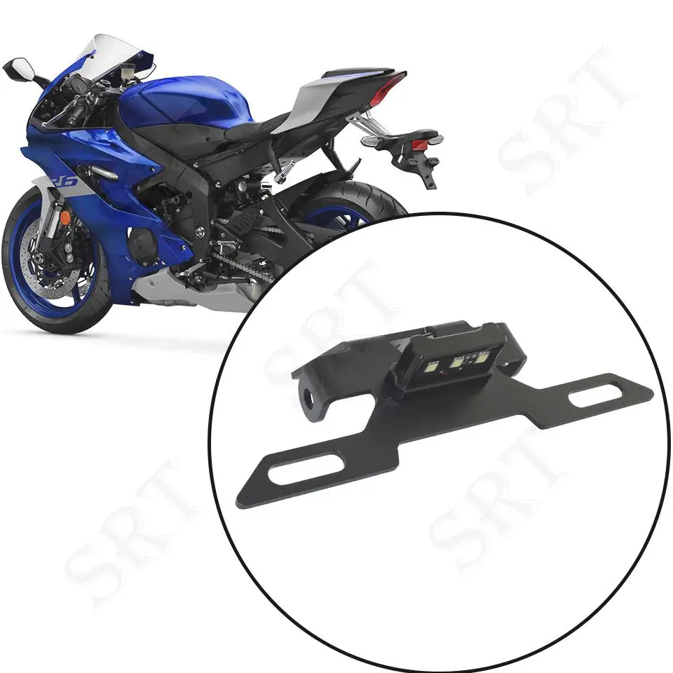 

For Yamaha Number Plate Motorcycle LED lamp License Number Plate Frame Holder Bracket YZF R6 YZF-R6 2017 2018 2019 2020