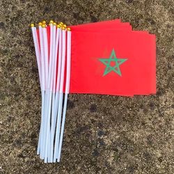 xvggdg  100pcs  14 * 21cm    morocco hand  flag   morocco Hand Waving National Flag
