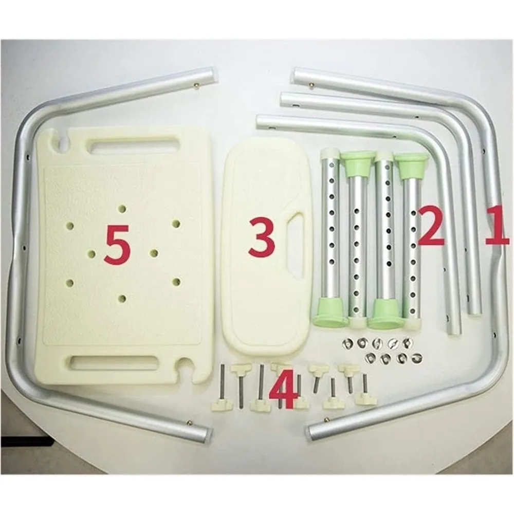 Adjustable Height Bath Bench, with Backrest Non-Slip Bathtub Stool Seniors Disabled Lightweight Compact Small Shower Chair