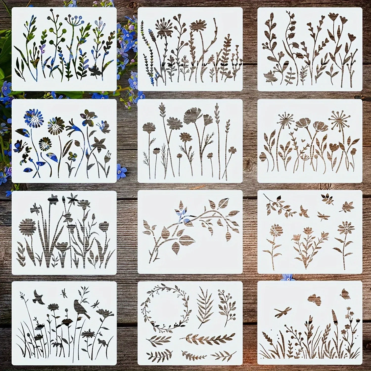 12 sztuk/zestaw 12*15cm wiosenne kwiaty rośliny DIY nakładania warstw szablony malowanie księga gości kolorowanie tłoczenie Album dekoracyjny szablon