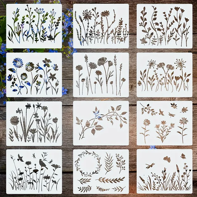 12 sztuk/zestaw 12*15cm wiosenne kwiaty rośliny DIY nakładania warstw szablony malowanie księga gości kolorowanie tłoczenie Album dekoracyjny szablon