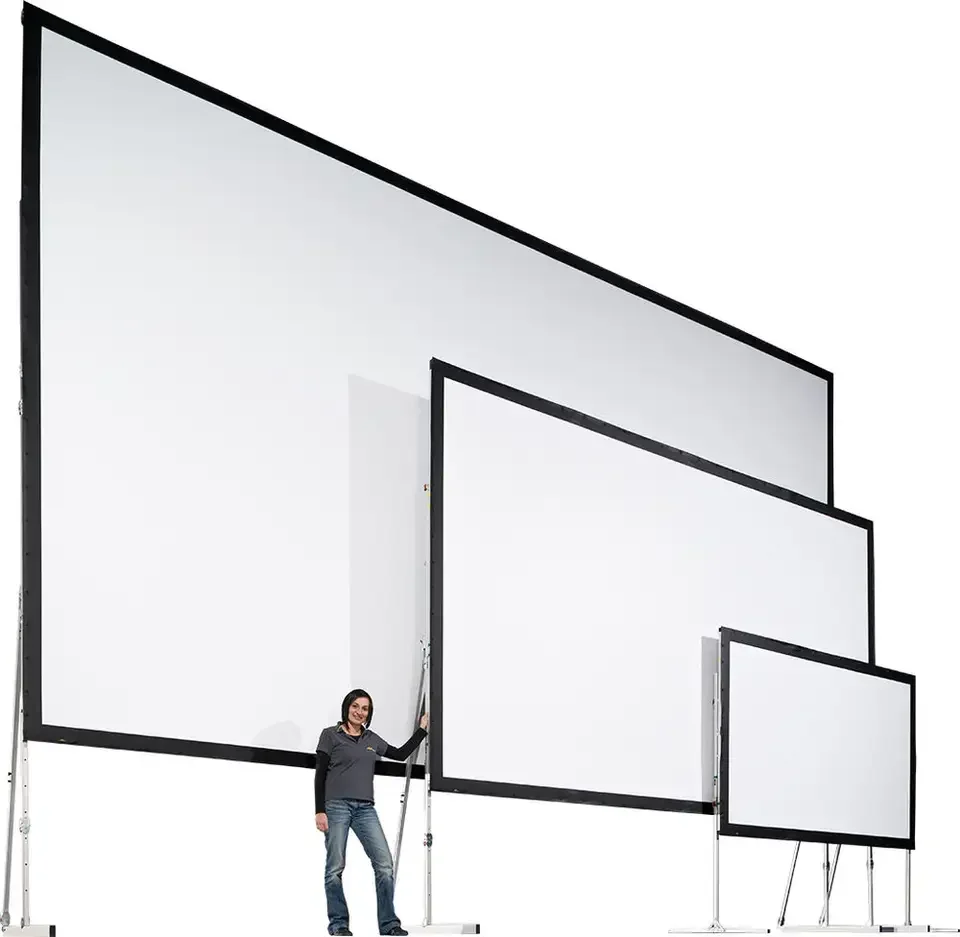 XJK Screen Outdoor Fast Fold Projector Screen With Stand and The Black Curtain Dress Drape Kit Front Rear Projection