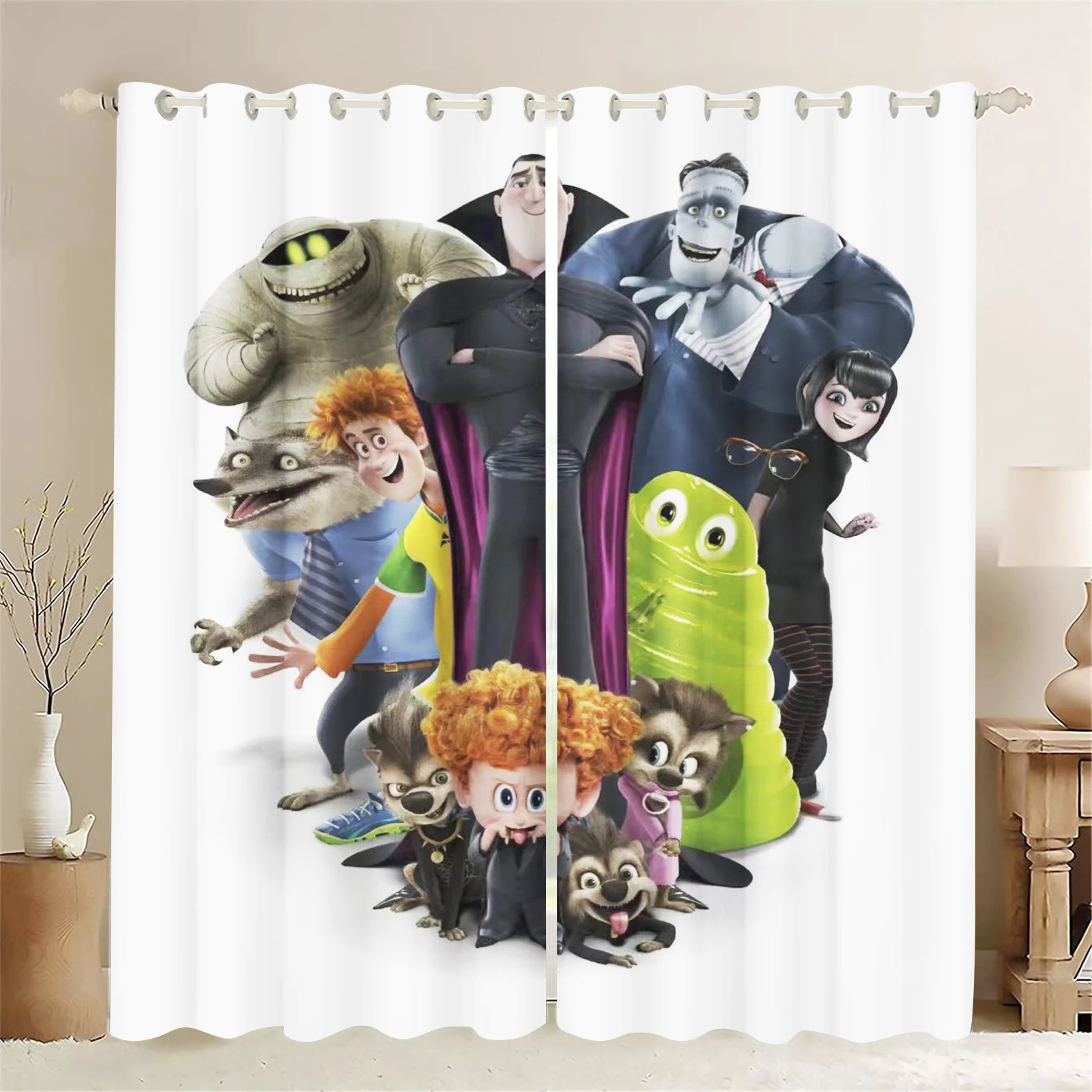 Hotel Transylvania Curtains, Living Room Blackout Cartoon Animated Curtain, Customisable Home Nursery