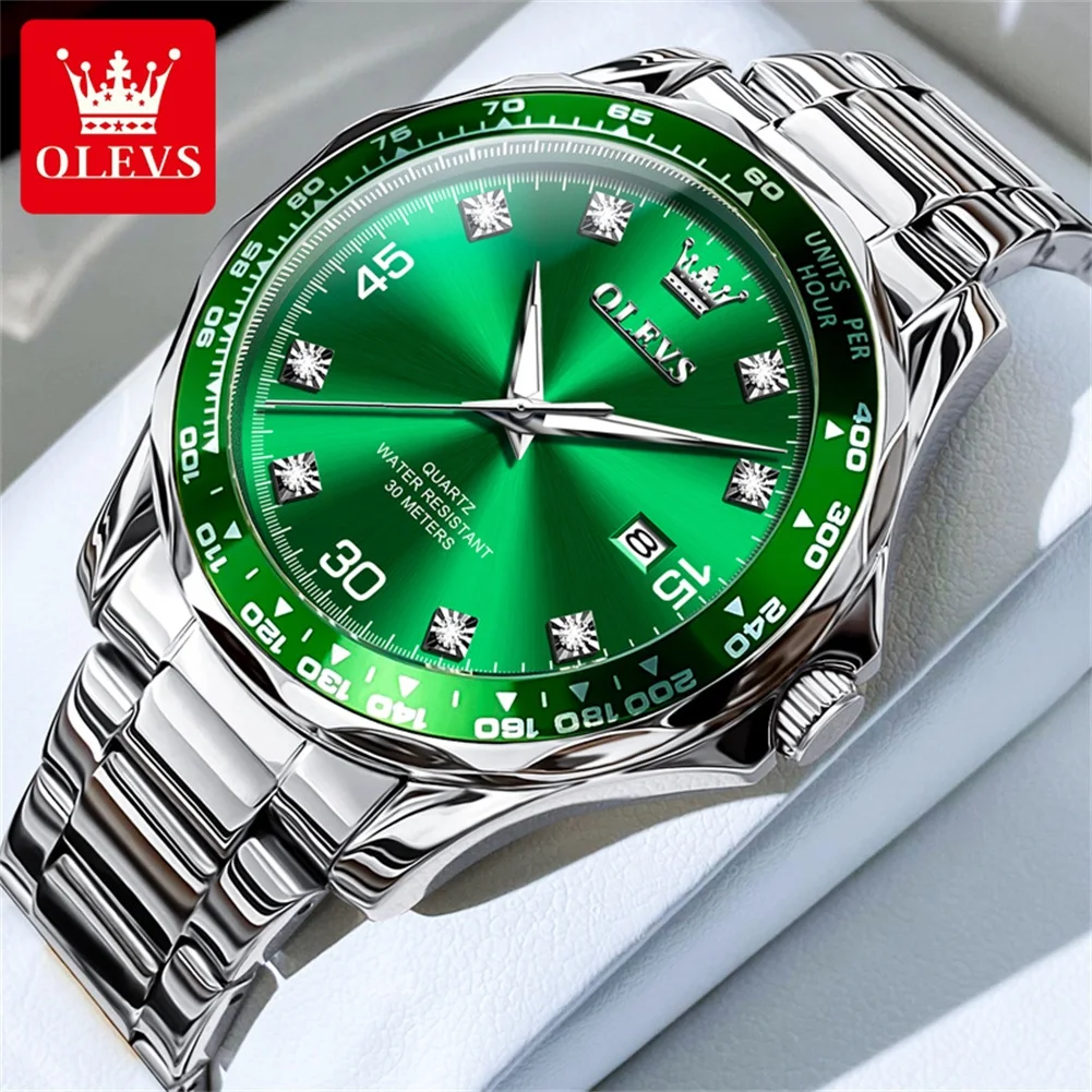 

OLEVS 9988 Men's Watch Luxury Top Stainless Steel Waterproof Luminous Auto Date Sports Wristwatches Elegant Quartz Watch for Men