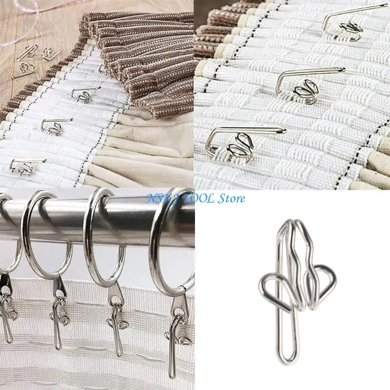 L8RC Pack of 30 Practical Curtain Hook Pinch Pleat Drapery Silver Shower Pin for Home Decoration and Easy Installation